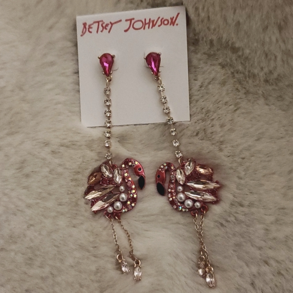 Betsey Johnson Earrings Flamingo